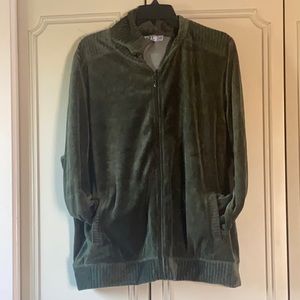 Dark green velour jacket and pants suit